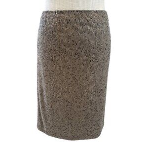 Lauren Ralph Beaded Pencil Skirt Gold/Bronze Size 10